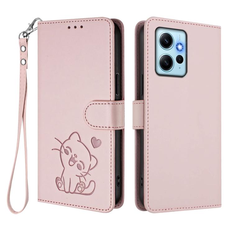 Embossed Heart Cat Leather Phone Case with Hand Strap, For Redmi Note 12 4G Global, For Redmi A1 4G / A2 4G, For Redmi 11A / Xiaomi Poco C55, For Redmi Note 12 Pro+ 5G India, For Redmi Note 12 Pro Speed / Note 12 Pro 5G                                 ...