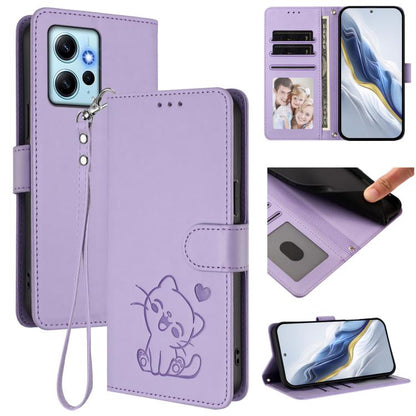 Embossed Heart Cat Leather Phone Case with Hand Strap, For Redmi Note 13 Pro+ 5G Global, For Redmi 12 4G / 5G / Note 12R, For Redmi K50i / Note 12T Pro, For Redmi Note 12 Turbo 5G / Xiaomi Poco F5, For Redmi K60 / K60 Pro                               ...
