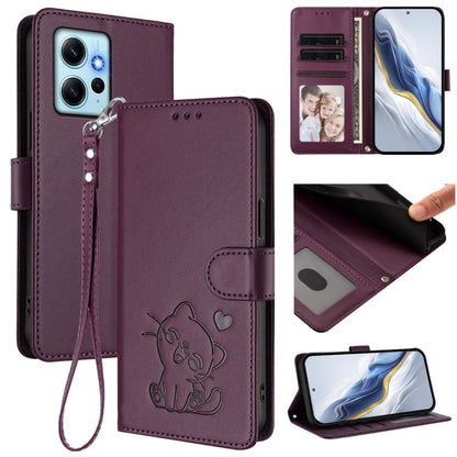 Embossed Heart Cat Leather Phone Case with Hand Strap, For Redmi Note 13 Pro+ 5G Global, For Redmi 12 4G / 5G / Note 12R, For Redmi K50i / Note 12T Pro, For Redmi Note 12 Turbo 5G / Xiaomi Poco F5, For Redmi K60 / K60 Pro                               ...