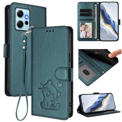 Embossed Heart Cat Leather Phone Case with Hand Strap, For Redmi Note 13 Pro+ 5G Global, For Redmi 12 4G / 5G / Note 12R, For Redmi K50i / Note 12T Pro, For Redmi Note 12 Turbo 5G / Xiaomi Poco F5, For Redmi K60 / K60 Pro                               ...