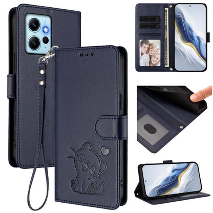 Embossed Heart Cat Leather Phone Case with Hand Strap, For Redmi Note 13 Pro+ 5G Global, For Redmi 12 4G / 5G / Note 12R, For Redmi K50i / Note 12T Pro, For Redmi Note 12 Turbo 5G / Xiaomi Poco F5, For Redmi K60 / K60 Pro                               ...