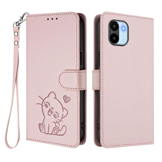 Embossed Heart Cat Leather Phone Case with Hand Strap, For Redmi A1 4G / A2 4G, For Redmi 11A / Xiaomi Poco C55, For Redmi Note 12 Pro+ 5G India, For Redmi Note 12 Pro Speed / Note 12 Pro 5G, For Redmi Note 12 5G India / Xiaomi Poco X5                 ...