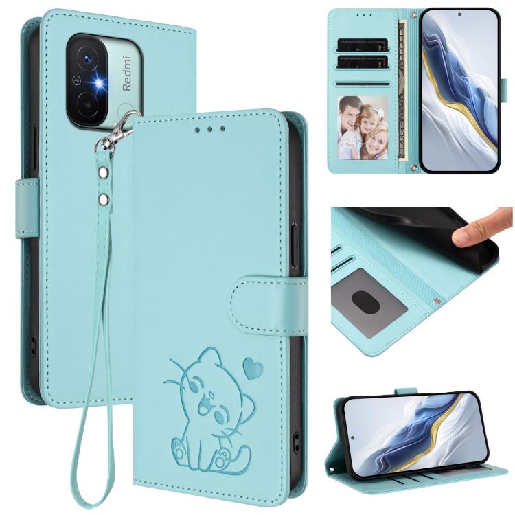 Embossed Heart Cat Leather Phone Case with Hand Strap, For Redmi Note 12 4G Global, For Redmi A1 4G / A2 4G, For Redmi 11A / Xiaomi Poco C55, For Redmi Note 12 Pro+ 5G India, For Redmi Note 12 Pro Speed / Note 12 Pro 5G                                 ...