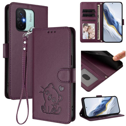 Embossed Heart Cat Leather Phone Case with Hand Strap, For Redmi Note 12 4G Global, For Redmi A1 4G / A2 4G, For Redmi 11A / Xiaomi Poco C55, For Redmi Note 12 Pro+ 5G India, For Redmi Note 12 Pro Speed / Note 12 Pro 5G                                 ...