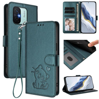 Embossed Heart Cat Leather Phone Case with Hand Strap, For Redmi Note 12 4G Global, For Redmi A1 4G / A2 4G, For Redmi 11A / Xiaomi Poco C55, For Redmi Note 12 Pro+ 5G India, For Redmi Note 12 Pro Speed / Note 12 Pro 5G                                 ...