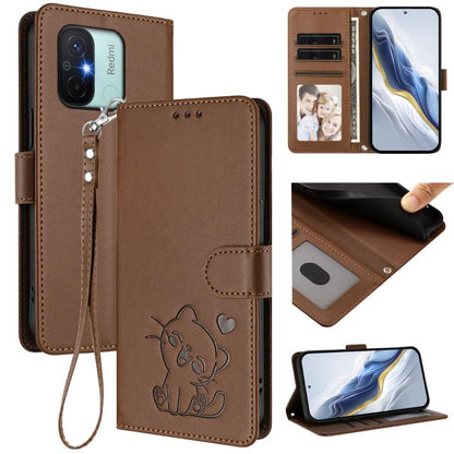 Embossed Heart Cat Leather Phone Case with Hand Strap, For Redmi Note 12 4G Global, For Redmi A1 4G / A2 4G, For Redmi 11A / Xiaomi Poco C55, For Redmi Note 12 Pro+ 5G India, For Redmi Note 12 Pro Speed / Note 12 Pro 5G                                 ...