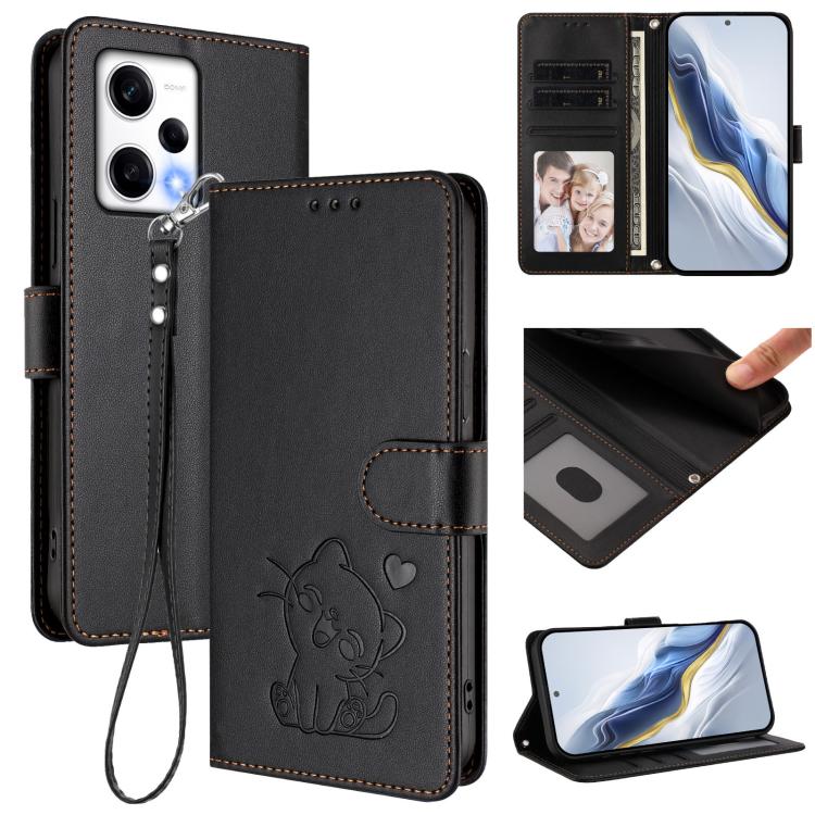 Embossed Heart Cat Leather Phone Case with Hand Strap, For Redmi Note 12 4G Global, For Redmi A1 4G / A2 4G, For Redmi 11A / Xiaomi Poco C55, For Redmi Note 12 Pro+ 5G India, For Redmi Note 12 Pro Speed / Note 12 Pro 5G                                 ...