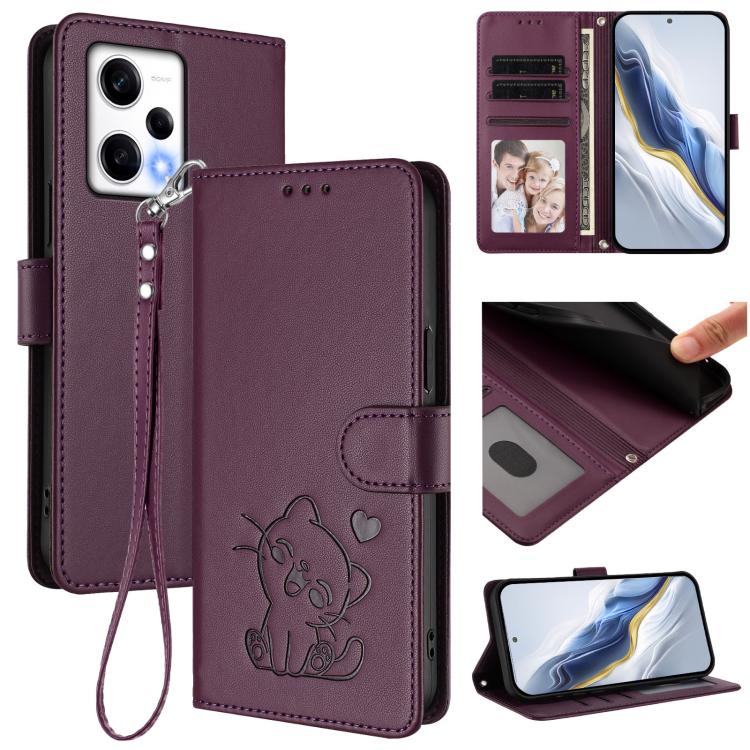 Embossed Heart Cat Leather Phone Case with Hand Strap, For Redmi Note 12 4G Global, For Redmi A1 4G / A2 4G, For Redmi 11A / Xiaomi Poco C55, For Redmi Note 12 Pro+ 5G India, For Redmi Note 12 Pro Speed / Note 12 Pro 5G                                 ...