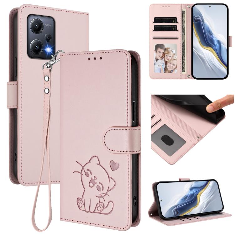 Embossed Heart Cat Leather Phone Case with Hand Strap, For Redmi Note 12 4G Global, For Redmi A1 4G / A2 4G, For Redmi 11A / Xiaomi Poco C55, For Redmi Note 12 Pro+ 5G India, For Redmi Note 12 Pro Speed / Note 12 Pro 5G                                 ...
