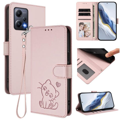 Embossed Heart Cat Leather Phone Case with Hand Strap, For Redmi Note 12 4G Global, For Redmi A1 4G / A2 4G, For Redmi 11A / Xiaomi Poco C55, For Redmi Note 12 Pro+ 5G India, For Redmi Note 12 Pro Speed / Note 12 Pro 5G                                 ...