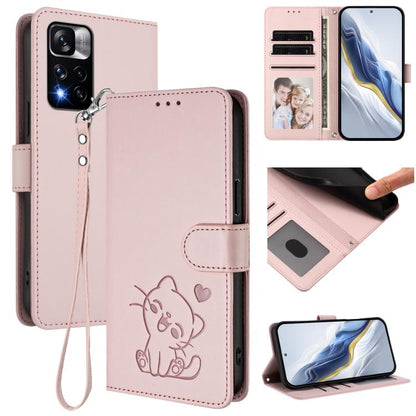 Embossed Heart Cat Leather Phone Case with Hand Strap, For Redmi Note 12 4G Global, For Redmi A1 4G / A2 4G, For Redmi 11A / Xiaomi Poco C55, For Redmi Note 12 Pro+ 5G India, For Redmi Note 12 Pro Speed / Note 12 Pro 5G                                 ...