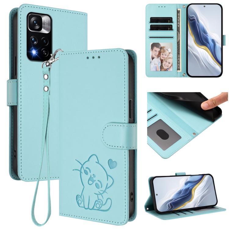 Embossed Heart Cat Leather Phone Case with Hand Strap, For Redmi Note 12 4G Global, For Redmi A1 4G / A2 4G, For Redmi 11A / Xiaomi Poco C55, For Redmi Note 12 Pro+ 5G India, For Redmi Note 12 Pro Speed / Note 12 Pro 5G                                 ...