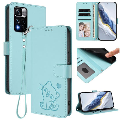 Embossed Heart Cat Leather Phone Case with Hand Strap, For Redmi Note 12 4G Global, For Redmi A1 4G / A2 4G, For Redmi 11A / Xiaomi Poco C55, For Redmi Note 12 Pro+ 5G India, For Redmi Note 12 Pro Speed / Note 12 Pro 5G                                 ...