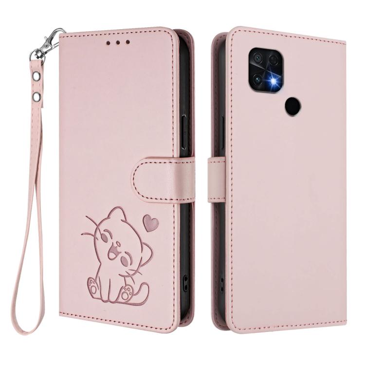 Étui de téléphone en cuir avec cœur en relief et dragonne pour Redmi 10 2022 Inde / 10C, pour Redmi Note 11S 5G / Xiaomi Poco M4 Pro 5G, pour Redmi 10A / 9C, pour Redmi 10 2022