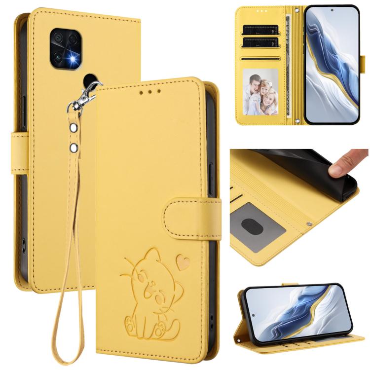Étui de téléphone en cuir avec cœur en relief et dragonne pour Redmi 10 2022 Inde / 10C, pour Redmi Note 11S 5G / Xiaomi Poco M4 Pro 5G, pour Redmi 10A / 9C, pour Redmi 10 2022