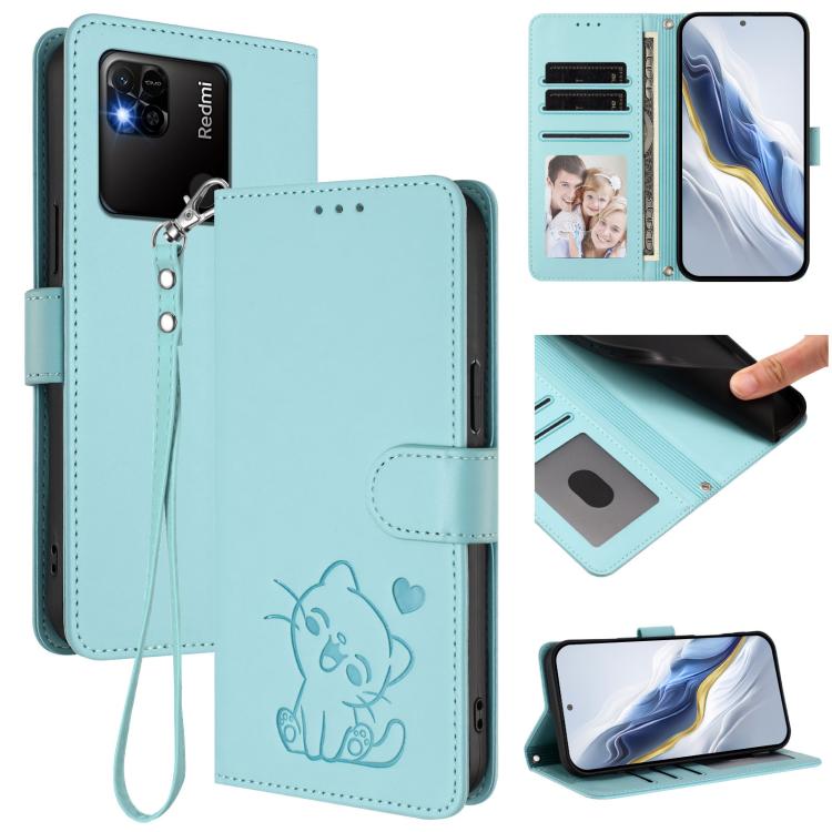 Étui de téléphone en cuir avec cœur en relief et dragonne pour Redmi 10 2022 Inde / 10C, pour Redmi Note 11S 5G / Xiaomi Poco M4 Pro 5G, pour Redmi 10A / 9C, pour Redmi 10 2022