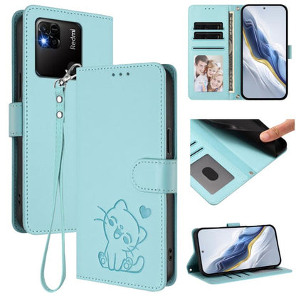 Étui de téléphone en cuir avec cœur en relief et dragonne pour Redmi 10 2022 Inde / 10C, pour Redmi Note 11S 5G / Xiaomi Poco M4 Pro 5G, pour Redmi 10A / 9C, pour Redmi 10 2022