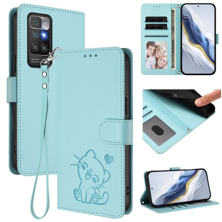 Étui de téléphone en cuir avec cœur en relief et dragonne pour Redmi 10 2022 Inde / 10C, pour Redmi Note 11S 5G / Xiaomi Poco M4 Pro 5G, pour Redmi 10A / 9C, pour Redmi 10 2022