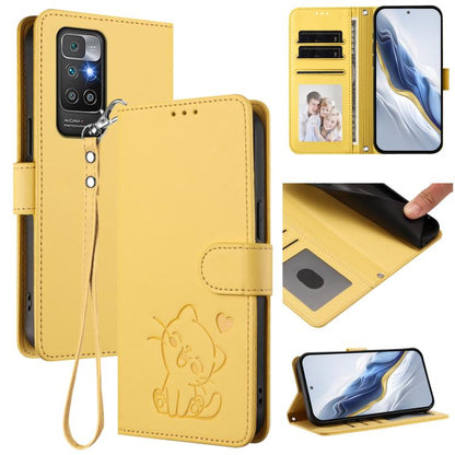 Étui de téléphone en cuir avec cœur en relief et dragonne pour Redmi 10 2022 Inde / 10C, pour Redmi Note 11S 5G / Xiaomi Poco M4 Pro 5G, pour Redmi 10A / 9C, pour Redmi 10 2022