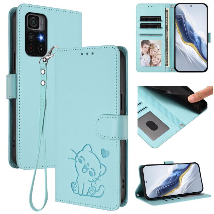Étui de téléphone en cuir avec cœur en relief et dragonne pour Redmi 10 2022 Inde / 10C, pour Redmi Note 11S 5G / Xiaomi Poco M4 Pro 5G, pour Redmi 10A / 9C, pour Redmi 10 2022
