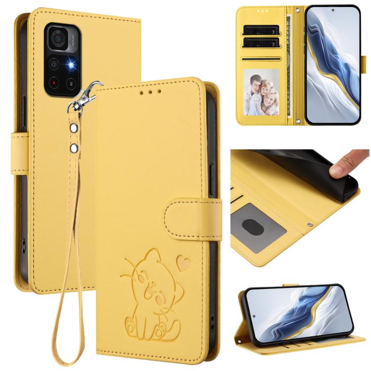 Étui de téléphone en cuir avec cœur en relief et dragonne pour Redmi 10 2022 Inde / 10C, pour Redmi Note 11S 5G / Xiaomi Poco M4 Pro 5G, pour Redmi 10A / 9C, pour Redmi 10 2022