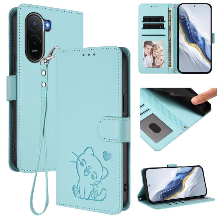 Étui de téléphone en cuir avec cœur gaufré et dragonne, Pour Redmi A5 4G 171.7mm / Xiaomi Poco C71, Pour Redmi K90 Max 5G, Pour Redmi A7 Pro 4G / 5G 171mm / Poco C85x 5G, Pour Redmi 15a 5G, Pour Redmi Turbo 5 Max 5G / Poco X8 Pro Max 5G