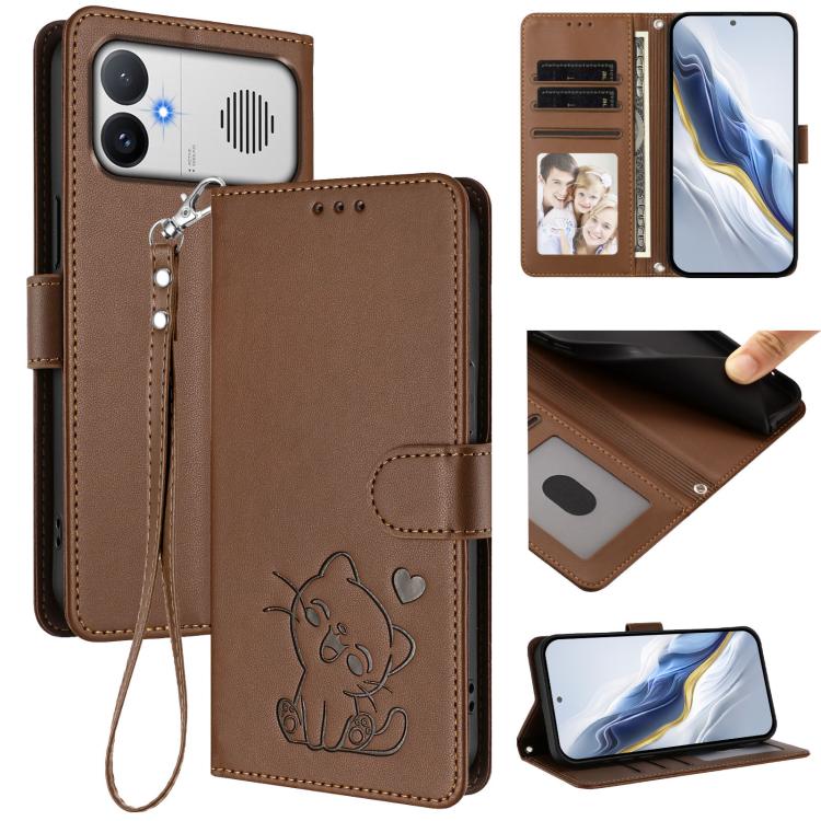 Étui de téléphone en cuir avec cœur gaufré et dragonne, Pour Redmi A5 4G 171.7mm / Xiaomi Poco C71, Pour Redmi K90 Max 5G, Pour Redmi A7 Pro 4G / 5G 171mm / Poco C85x 5G, Pour Redmi 15a 5G, Pour Redmi Turbo 5 Max 5G / Poco X8 Pro Max 5G