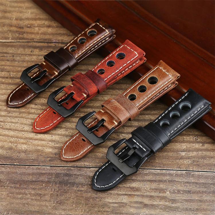 xDfind Three-hole Breathable Genuine Leather Watch Band