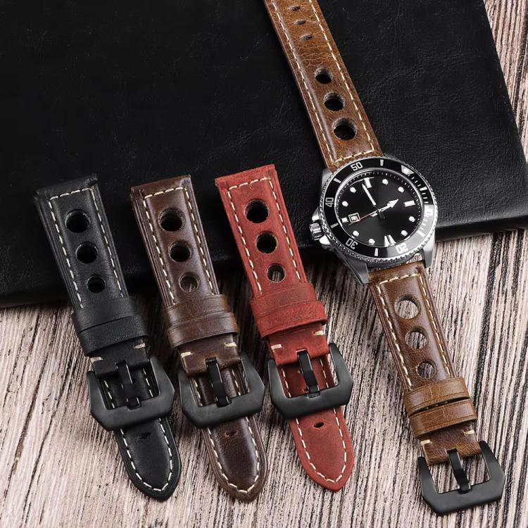 xDfind Three-hole Breathable Genuine Leather Watch Band