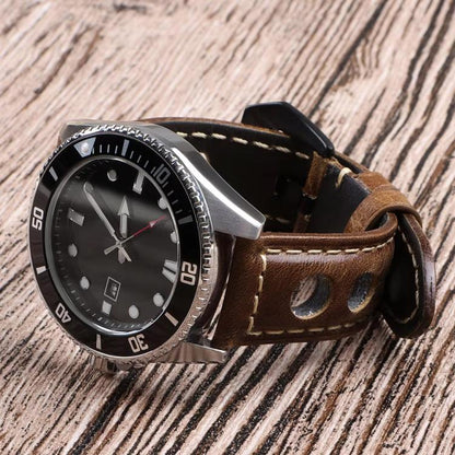 xDfind Three-hole Breathable Genuine Leather Watch Band