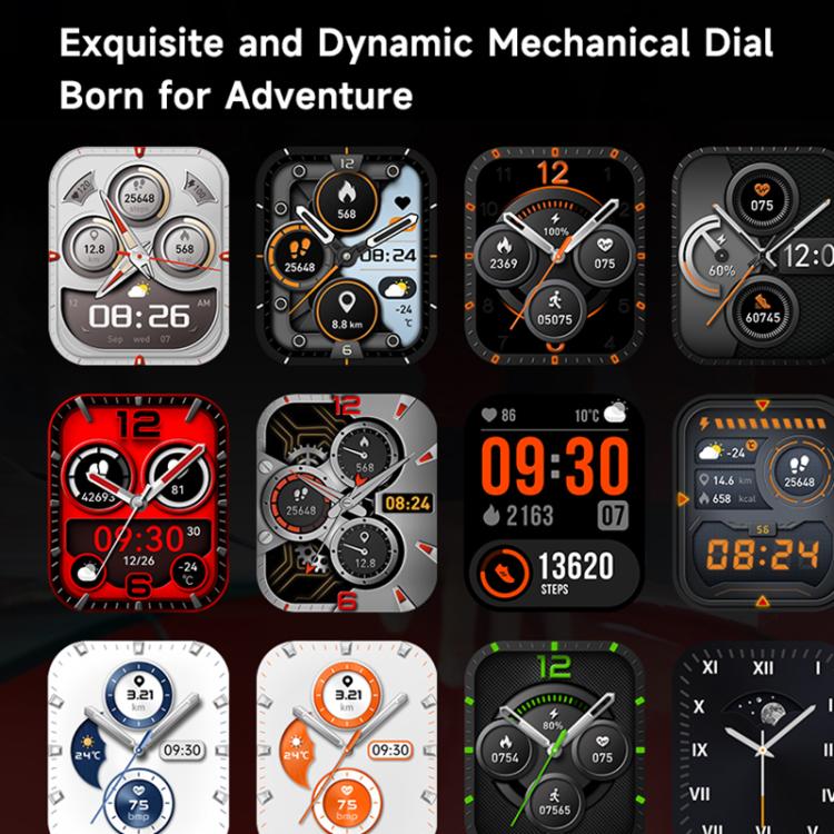 GTS9 Montre Connectée Robuste d'Extérieur Étanche 3ATM avec Écran TFT de 1,96 Pouces