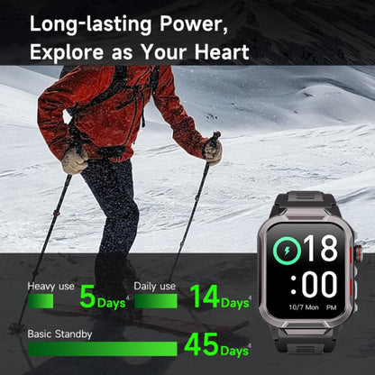 GTS9 Montre Connectée Robuste d'Extérieur Étanche 3ATM avec Écran TFT de 1,96 Pouces