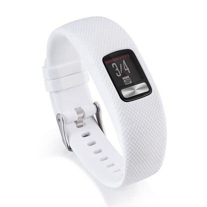 For Garmin Vivofit 4 xDfind Silver Buckle Silicone Sport Watch Band, S, L
