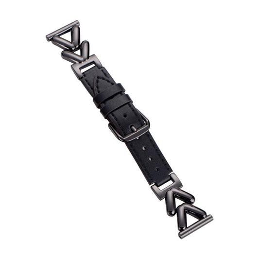 xDfind V-shaped Metal Hybrid Leather Watch Band, 22mm