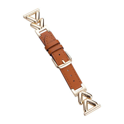 xDfind V-shaped Metal Hybrid Leather Watch Band, 22mm