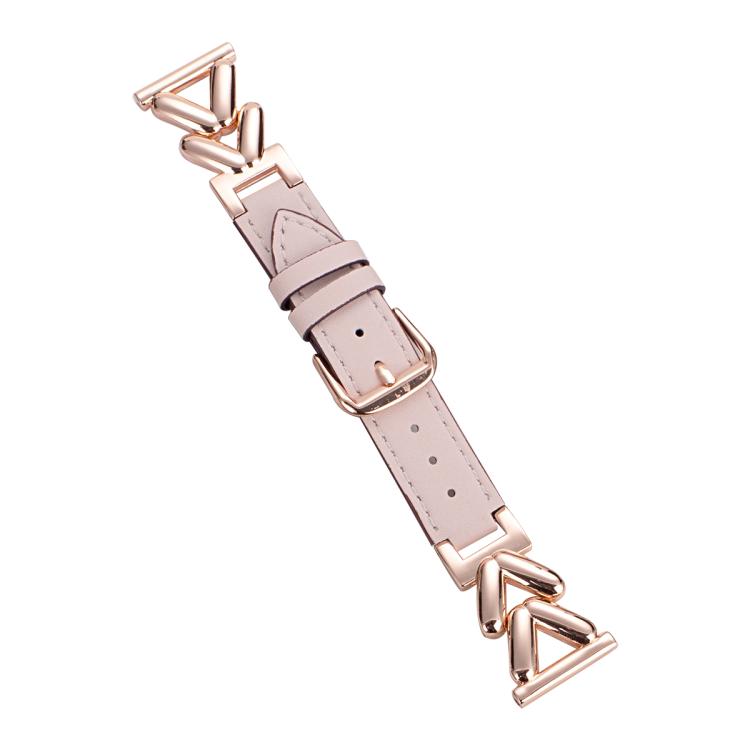 xDfind V-shaped Metal Hybrid Leather Watch Band, 22mm