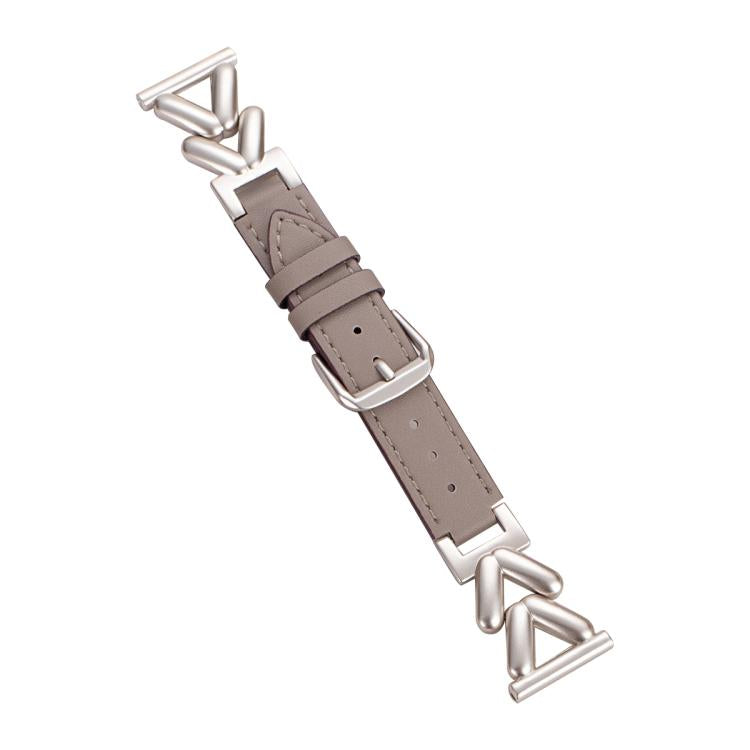 xDfind V-shaped Metal Hybrid Leather Watch Band, 22mm