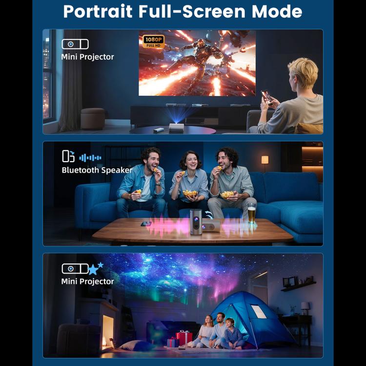 Q8 1080P 180ANSI LCD Display Smart Projector, 1GB+8GB Electric Focus, 1GB+8GB Auto Focus, 2GB+32GB Electric Focus, 2GB+32GB Auto Focus