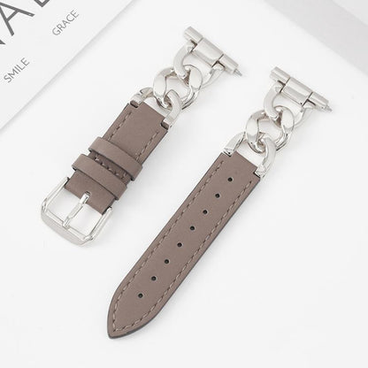 xDfind Denim Chain Metal Hybrid Leather Watch Band, 22mm