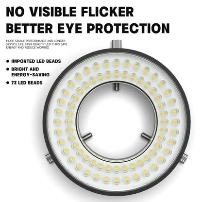 LUOWEI LS03 High Lumen 72LED Microscope Ring Light Source, LUOWEI LS03