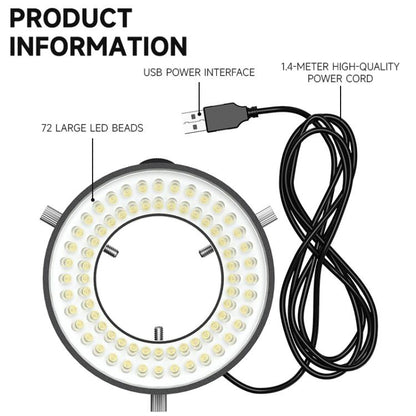 LUOWEI LS03 High Lumen 72LED Microscope Ring Light Source, LUOWEI LS03