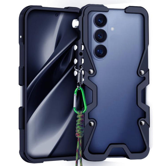 Trigger Design Hollow Metal Frame Phone Case with Lanyard, For Samsung Galaxy S26+ 5G, For Samsung Galaxy S26 Ultra 5G, For Samsung Galaxy S25 FE 5G, For Samsung Galaxy S25 Edge 5G, For Samsung Galaxy S25+ 5G, For Samsung Galaxy S25 Ultra 5G