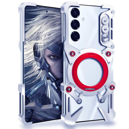 Rotating Bracket Hollow Metal Phone Case with Lanyard, For Samsung Galaxy S26+ 5G, For Samsung Galaxy S26 Ultra 5G, For Samsung Galaxy S25 Edge 5G, For Samsung Galaxy S25+ 5G, For Samsung Galaxy S25 Ultra 5G, For Samsung Galaxy S24 FE 5G               ...