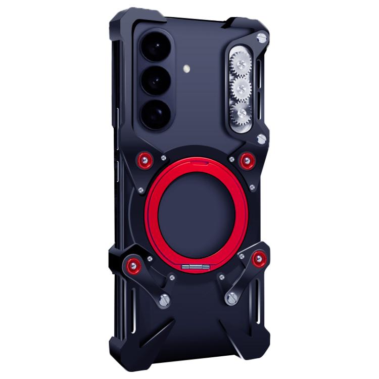 Rotating Bracket Hollow Metal Phone Case with Lanyard, For Samsung Galaxy S26+ 5G, For Samsung Galaxy S26 Ultra 5G, For Samsung Galaxy S25 Edge 5G, For Samsung Galaxy S25+ 5G, For Samsung Galaxy S25 Ultra 5G, For Samsung Galaxy S24 FE 5G               ...