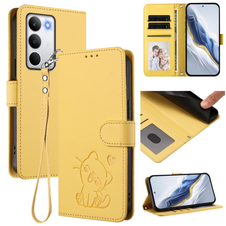 Embossed Heart Cat Leather Phone Case with Hand Strap, For Realme P4 Pro 5G, For Realme P4 5G, For Realme 15T 5G Global, For Realme 15 / 15 Pro 5G Global, For Realme C71 4G Global, For Realme GT 7 5G India, For Realme V70 5G / 14x Global / C75 5G      ...