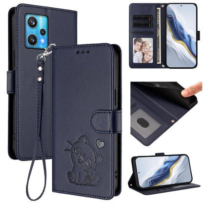 Embossed Heart Cat Leather Phone Case with Hand Strap, For Realme 10 Pro+ 5G, For Realme 10 4G Global, For Realme C30 4G / C30s / Narzo 50i, For Realme GT Neo 3T, For Realme 9 Pro+ 5G / Narzo 50 Pro 5G, For Realme GT Neo 3                              ...