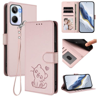 Embossed Heart Cat Leather Phone Case with Hand Strap, For Realme 10 Pro+ 5G, For Realme 10 4G Global, For Realme C30 4G / C30s / Narzo 50i, For Realme GT Neo 3T, For Realme 9 Pro+ 5G / Narzo 50 Pro 5G, For Realme GT Neo 3                              ...