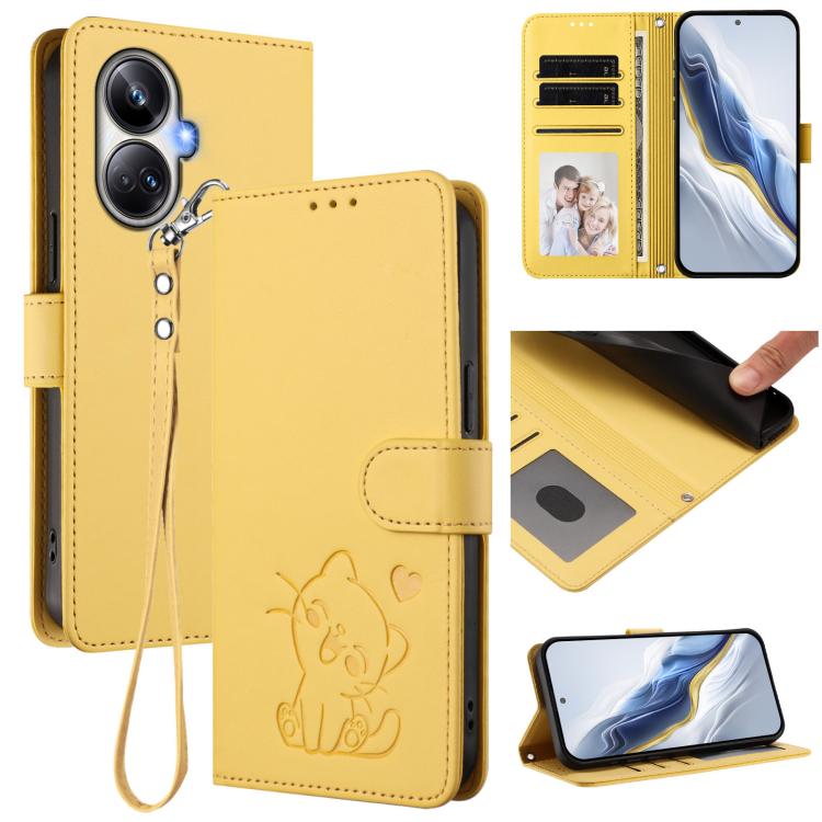 Embossed Heart Cat Leather Phone Case with Hand Strap, For Realme 10 Pro+ 5G, For Realme 10 4G Global, For Realme C30 4G / C30s / Narzo 50i, For Realme GT Neo 3T, For Realme 9 Pro+ 5G / Narzo 50 Pro 5G, For Realme GT Neo 3                              ...