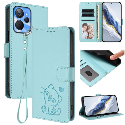 Embossed Heart Cat Leather Phone Case with Hand Strap, For Realme 11 4G Global, For Realme GT5 240W / GT5 5G, For Realme Narzo 60 Pro, For Realme C65 4G Global, For Realme C55 4G Global / Narzo N55, For Realme C33 2023 / 2022, For Realme 10T 5G / 10S 5...