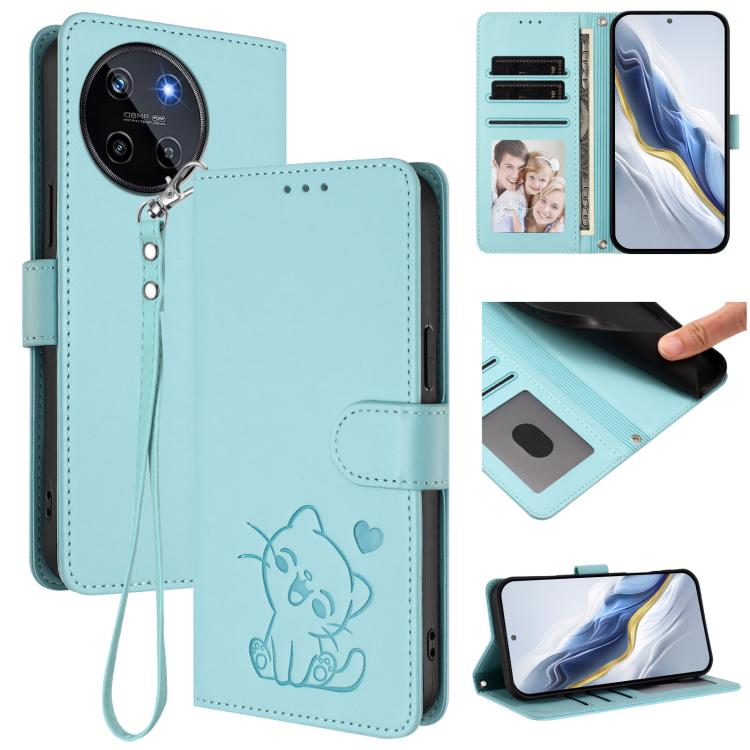 Embossed Heart Cat Leather Phone Case with Hand Strap, For Realme 11 4G Global, For Realme GT5 240W / GT5 5G, For Realme Narzo 60 Pro, For Realme C65 4G Global, For Realme C55 4G Global / Narzo N55, For Realme C33 2023 / 2022, For Realme 10T 5G / 10S 5...